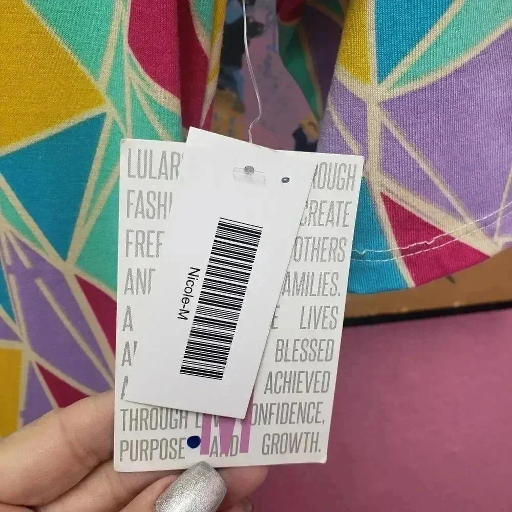 Lularoe Nicole Dress with geometric pattern - Picture 4 of 5